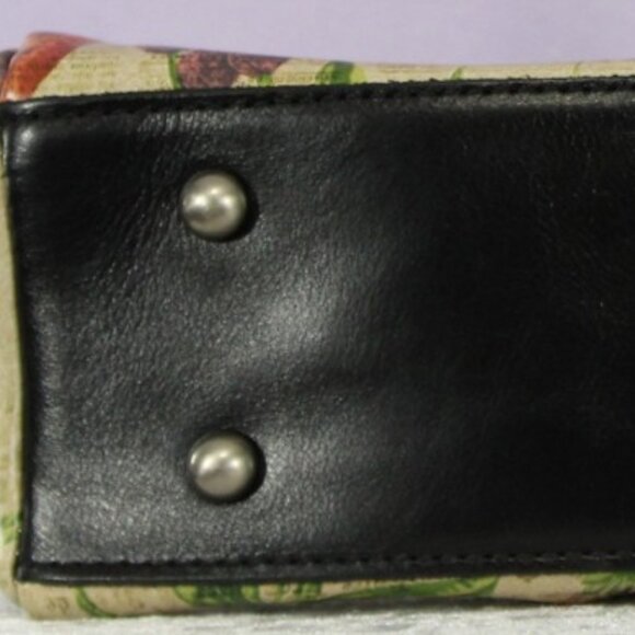 Patricia Nash Floral Print Leather Trim Tote Bag Black Tan Zip Top NWOT - Picture 8 of 13